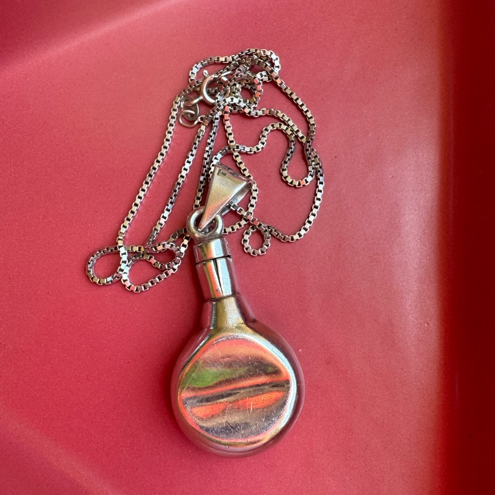Vintage Sterling Silver Taxco Perfume Vial Necklace